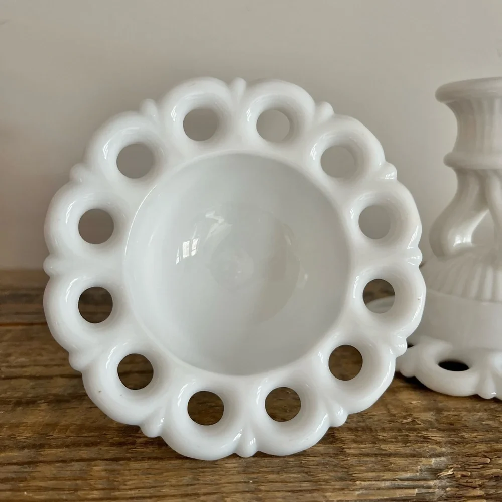 Westmoreland milk glass candlesticks set of 2